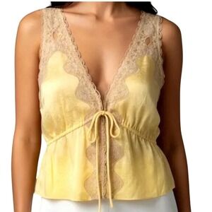 NWT RUMORED Lady Lace Tank Top in Buttercream Jacquard M-Dainty Feminine